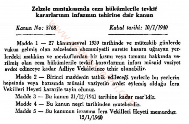 1939 Erzincan Depremi ve belgeleri