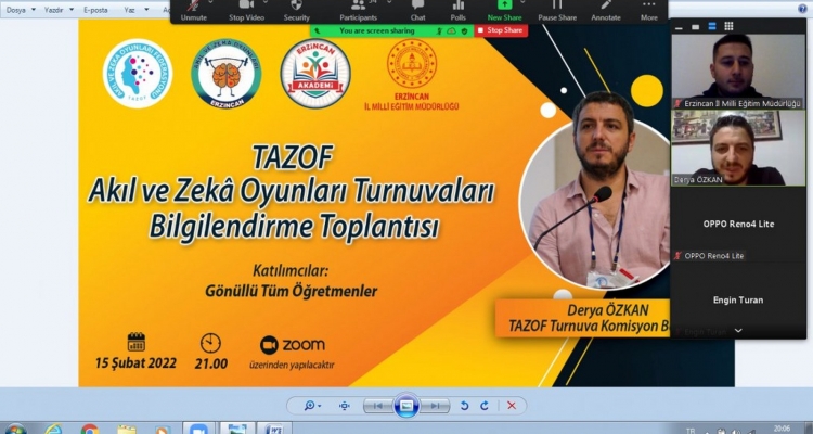 "TAZOF Akıl ve Zekâ Oyunları Turnuvaları Bilgilendirme Toplantısı" düzenlendi